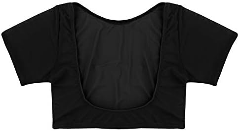 Rannnенски чиста мрежа со кратки ракави со отворен ракав Отворен биста за култури на врвови на блузи маица балет стомак танц танцувачка