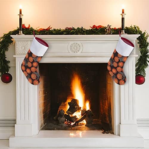Кошаркарски спорт Божиќно порибување чорапи со кадифен камин што виси за Божиќно декор за дома