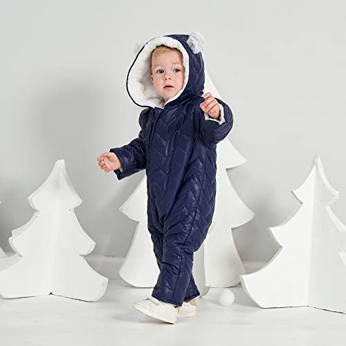 Bafeicao новороденче бебе момче зимска качулка сноуит, ромпер патент, патент, комбинезон зимска топла пуферна јакна со нараквици