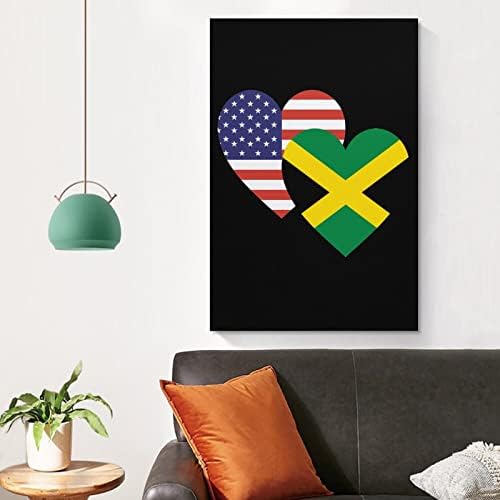 Јамајка Американско срце знаме печатено сликарство wallидна уметност вертикално виси уметнички дела модерно слика за декорација на домашна