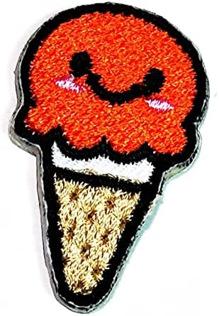 Реткосична лепенка мини среќен сладолед портокалово овошје закрпи налепница железо шиење на везени деца цртани лепенки лого-јакни торби