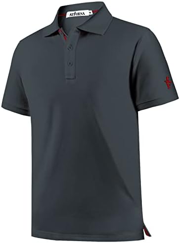 Атфорна Менс Поло кошули со кратки ракави Влага, суво вклопување, перформанси за голф кошули со тениска кошула