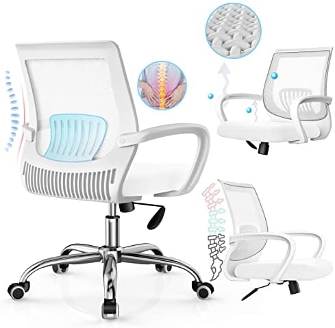 ППВ Сите Во Бели Канцелариски Столчиња, Бели Столчиња Со Лумбална Потпора + Бели потпирачи За раце Мрежест Стол може Да Се