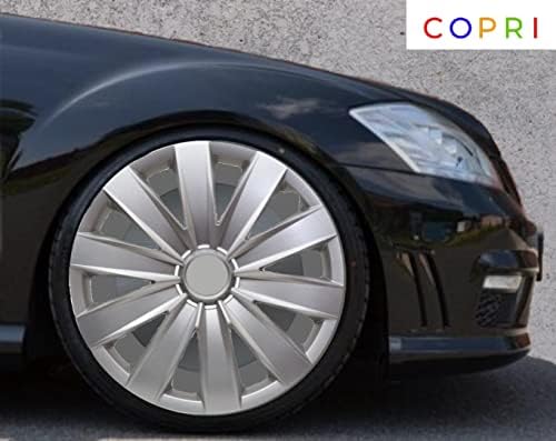 Копри сет од покривка од 4 тркала од 15 инчи Сребрена Hubcap Snap-On одговара на Volkswagen VW