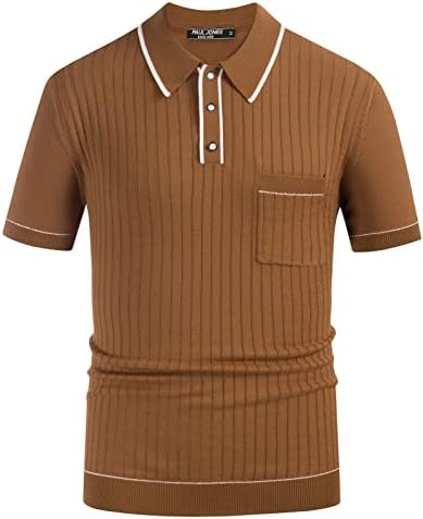 Краток ракав за кратки ракави на PJ Пол onesонс Поло кошули со лежерна кошула за голф со џебови со џебови