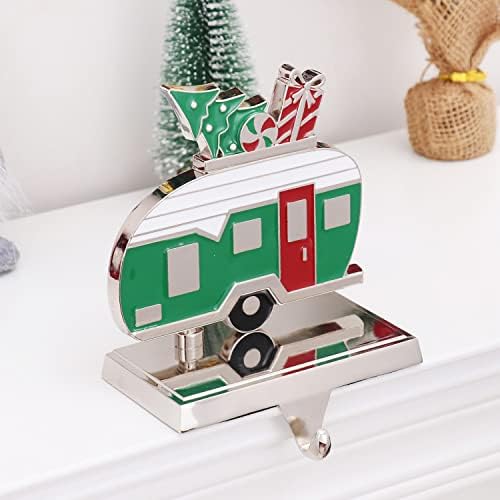 Зелен приколка за божиќни носители на порибување за мантија, закачалка за порибување камиони за камин, закачалка за клип за божиќни мантили за