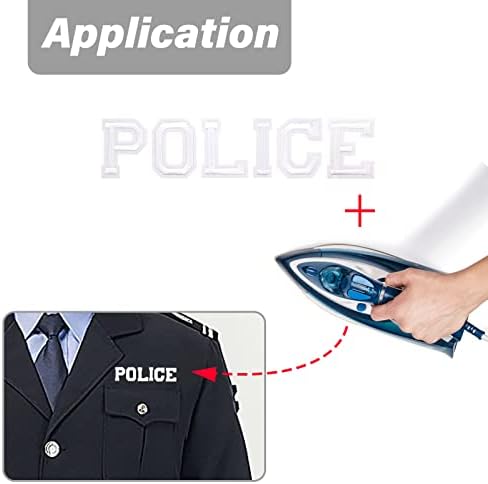Полициско писмо железо на закрпи бело извезено лепенка p-o-l-i-c-e Броеви закрпи шијат на апликации за облека од елек јакна назад униформа