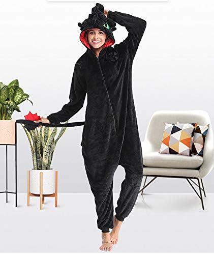 Zsqaw црна возрасна унисекс фланелна фланела пижами Обучете ги вашите ноќни бес пижами дома облечени патент костум