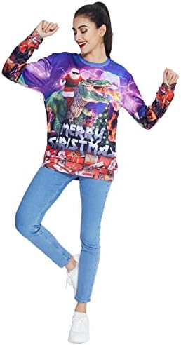 Goodstoworld Mens/женска најгрда Божиќна маичка 3Д уникатна смешна графичка кошула за пулвер S-4XL