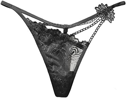 Памучни гаќички за жени бикини пакуваат жени во облик на секси транспарентна шуплива чипка единечна танга тенка чиста гаќичка