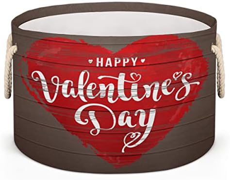 Денот на в Valentубените loveубов во форма на срце, големи тркалезни корпи за складирање корпи за перење со рачки ќебе корпа за складирање