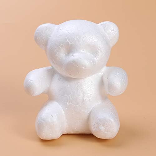 Холибана свадбени украси 4 парчиња полистирен пена мечка мечка форма празно бела скулптура на мечка за бои за украси за забава роза мечка