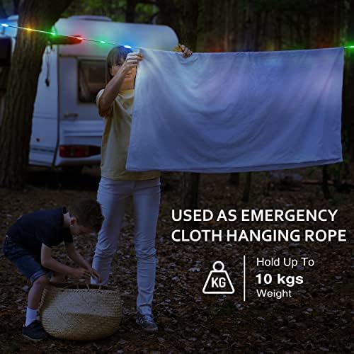 Нијањида кампување јаже светла со кутија и кутија за складирање, торба, 24 стапки водоотпорни светла на камперски жици USB/батерии