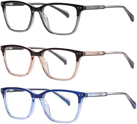 BULLABULLING 3PACK Очила За Читање Сина Светлина Блокирање, Пролет Шарка Читателите За Жени Мажи Анти Отсјај Лесни Очила