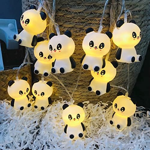 9,8 стапки слатки панда ноќни светла 20 LED диоди за форма на панда, жици светла за животни самовила за деца деца спална соба дома Велигденска