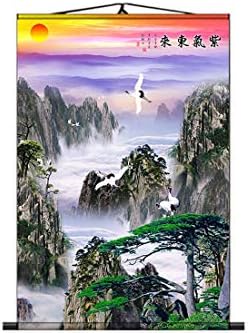 Zzooi Кинески Фенгшуи Пејзаж сликарство Монт Хуанг добредојде на борови кран krinalидна уметност што виси свиток