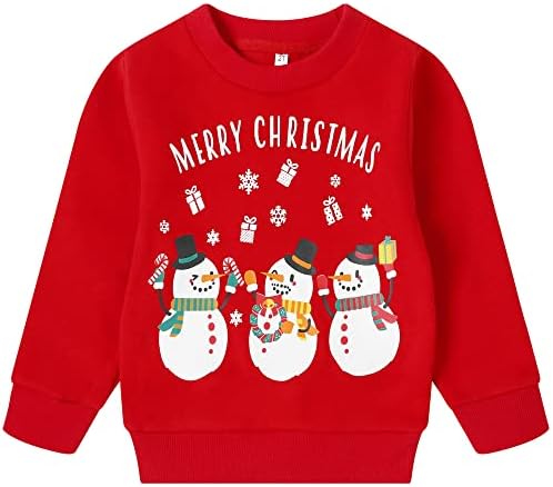 Retsugo Toddler Boy Christmas Brignter Bleece Jumper Crewneck Sweatshirt Santa Claus Readers Snowman Graphic Pullover кошула
