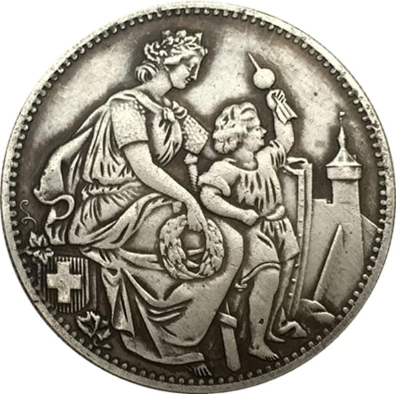 1865 Швајцарски Монети Бакар Сребрени Антички Монети Монети Занаети Колекција Може Да Удар