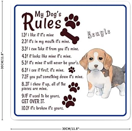 Алиојоит Смешно Метално Куче Знак Плакета Правила На Моето Куче Античка Закачалка За Врата За Кучиња За Миленичиња Со Саркастичен
