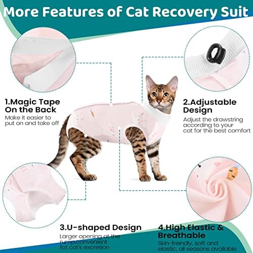 Костума за обновување на мачки за мачка за абдоминална рана, дише мачки за мачки по операција Спај неутрален, алтернатива за