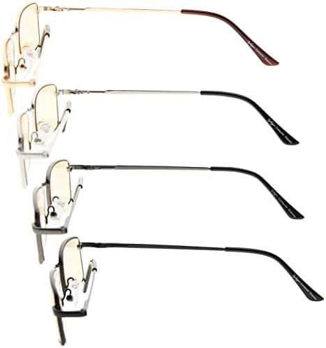 Очила 4 Пакување Очила За Читање Сина Светлина Блокирање Меморија Титаниум Мост Компјутерски Читачи