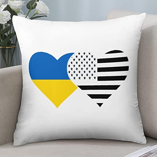Знаме на Украина И Американско Знаме Комплет Од 2 Навлаки За Перници За Фрлање Квадратни Перници За Перници За Софа Кауч Спална Соба Декоративен