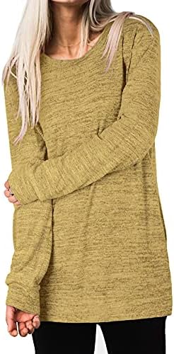 Боломи женски обични џемпери со долги ракави со долги ракави кошули со преголеми врвови на вратот со џебови со џебови