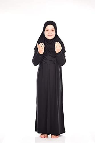 ихван онлајн Муслимански Фустан За Девојки, Едноделен Исламски Молитвен Фустан Со Долги Ракави Со Хиџаб