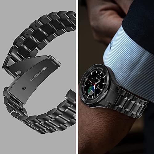 ВИЗУМ Метал Бенд Компатибилен со 2021 Samsung Galaxy Watch 4 Класични 42mm Бендови За Мажи Без Празнини Цврст Бизнис Од Нерѓосувачки Челик