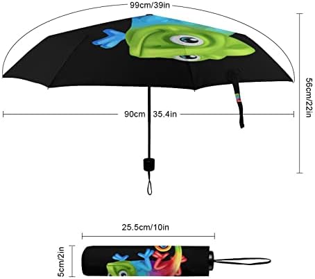 Обоен Камелеонски Гуштер 3 Набори Чадор За Патување Анти-УВ Ветроупорни Чадори Модерен Автоматски Отворен Чадор