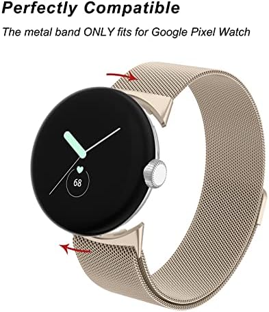 Амзпас Метал Бенд Компатибилен Со Google Pixel Watch Bands За Жени Мажи, Мрежеста Јамка Од Нерѓосувачки Челик Прилагодлива Лента