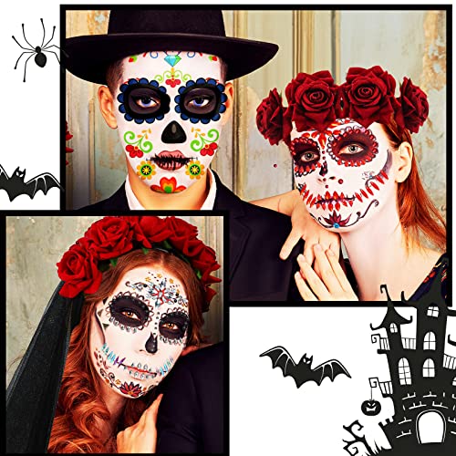 Ноќ на вештерките Ден На Мртвите Мексикански Цвет Круна Лента Со Ноќта На Вештерките Привремено Лице Тетоважа И Налепница Череп