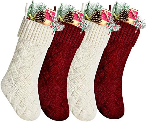 Куњида Пакет 4,18 Уникатен Крем Од Слонова Коска Плете Божиќни Чорапи