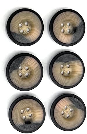 6 копчиња од орев со црна раб, сет-прилагодена 4 дупка шијат на копчињата за спорт, фустан, блејзер, спортски палто и јакни