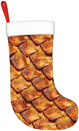 Waymay Dragon Scale Cristmas Shating 18 inches Божиќ што виси чорап класичен празник за украсување чорапи