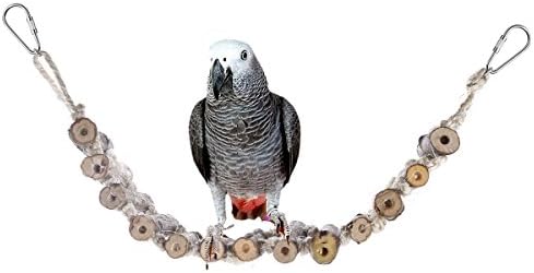Чиста природна шарена играчка со папагали од дрво, Bvanki18,5 инчи L 8,5 инчи W папагал мека играчка за замав и мост на виножитото.