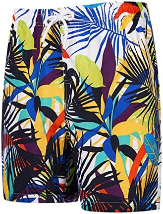Венкомг1 шорцеви за мажи, тропски шорцеви на плажа Хавајски шорцеви влечејќи ги еластистичните плоштади на половината на нозете, пливањето