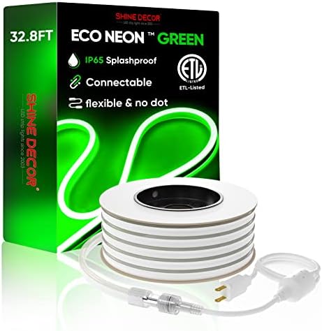 Производи за пакети за пакети со пакет со зелена боја со зелена 10м/32,8ft LED LED Neon Rope Lights Kit