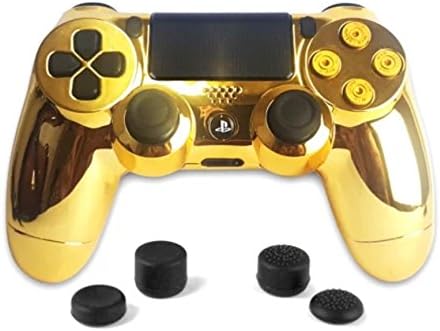 Златна Торба PS4 Целосен Контролер Со Прилагодена Хромирана Златна Обвивка Со Метални Копчиња За Куршуми, Снопови со 4 Прилагодени