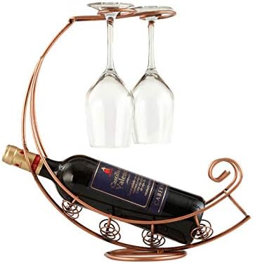 Прекрасен ретро вино држач за шишиња со вино Шампањ шишиња стојат стаклена чаша држач за екранот што виси чаши за пиење