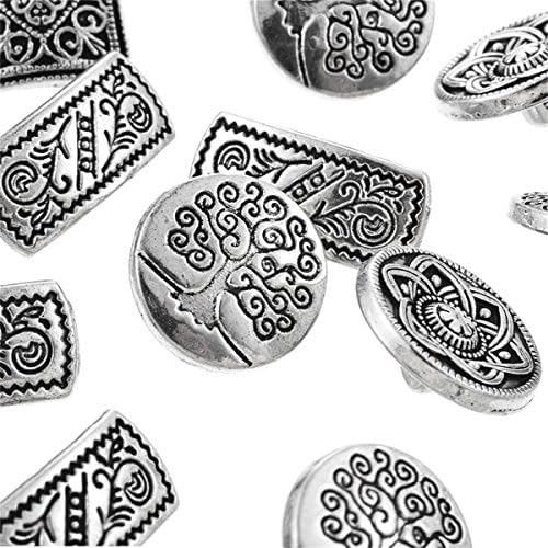 Метални копчиња - 50 парчиња разновиден мешан гроздобер стил врежани цвеќиња декоративни кружни копчиња за занаети