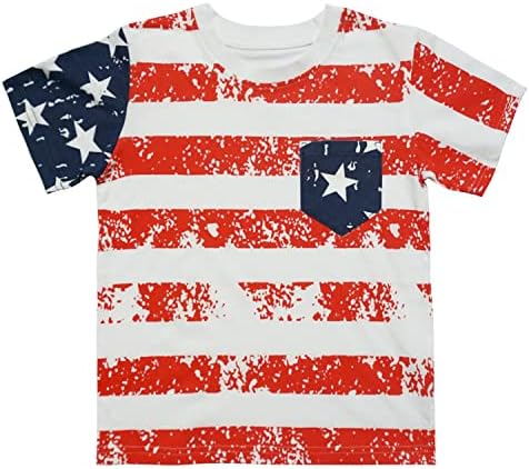 Mrocioa USA Американско знаме 4-ти јули кошула за момчиња девојчиња starsвезди ленти патриотска маица