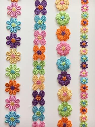 4 јарди 2,5 см широко украсување чипка цвет везени исечени панделки за шиење или занаетчиска декорација