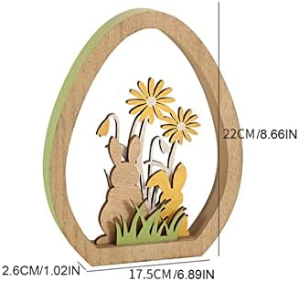 Поштенски украс дрвена велигденска јајце зајаче украс домашна декорација на десктоп за занаетчиски занаети на дрво гноми на отворено