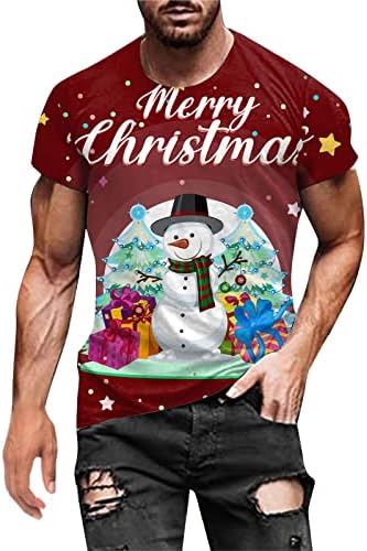 Xiloccer мажи есенски зимски случајни кратки ракави Божиќ 3Д печатени маички модни врвни блузи обични памучни маици за