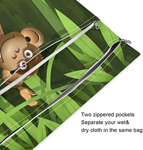 Тропски Живот Смешен Мајмун бамбус 2 парчиња Влажна Сува Торба За Костим За Капење Бебешка Ткаенина Пелена Влажна Торба Водоотпорна Еднократна