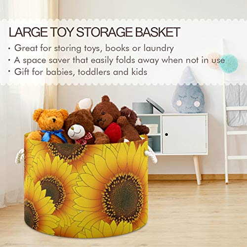 Голема корпа за складирање - жолто сончогледово платно платно за перење корпа за складирање на корпи за бебиња и деца