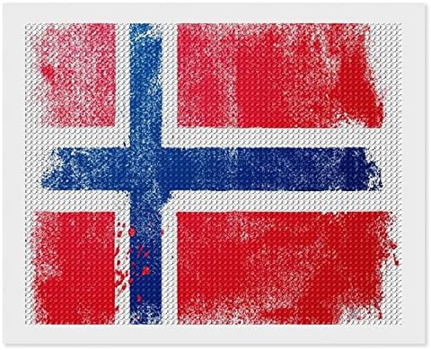 Потресено знаме Норвешка Дијамантски комплети за сликање 5Д DIY целосна вежба Rhinestone Arts Wallид декор за возрасни 16 x20