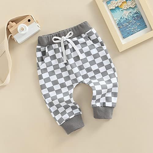 Детето бебе момче шорцеви летни четкички карирани печати памучни шорцеви случајни еластични панталони за џогирање на половината