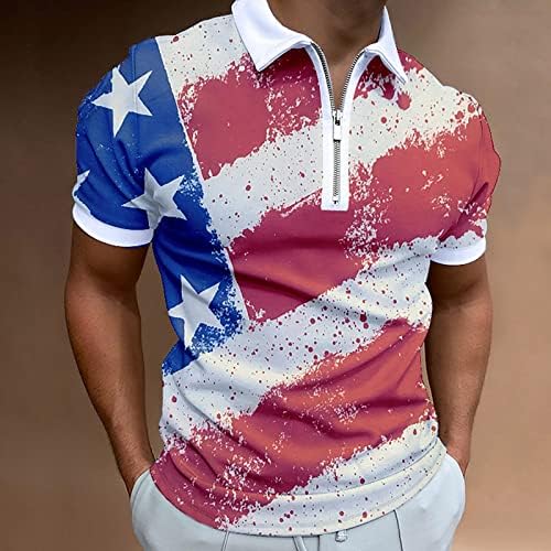 Мажи американско знаме Поло кошули 4-ти јули Патриотски гроздобер маици летни обични кратки ракави голф спортски поло
